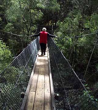 photo of jean on the swinging bridge